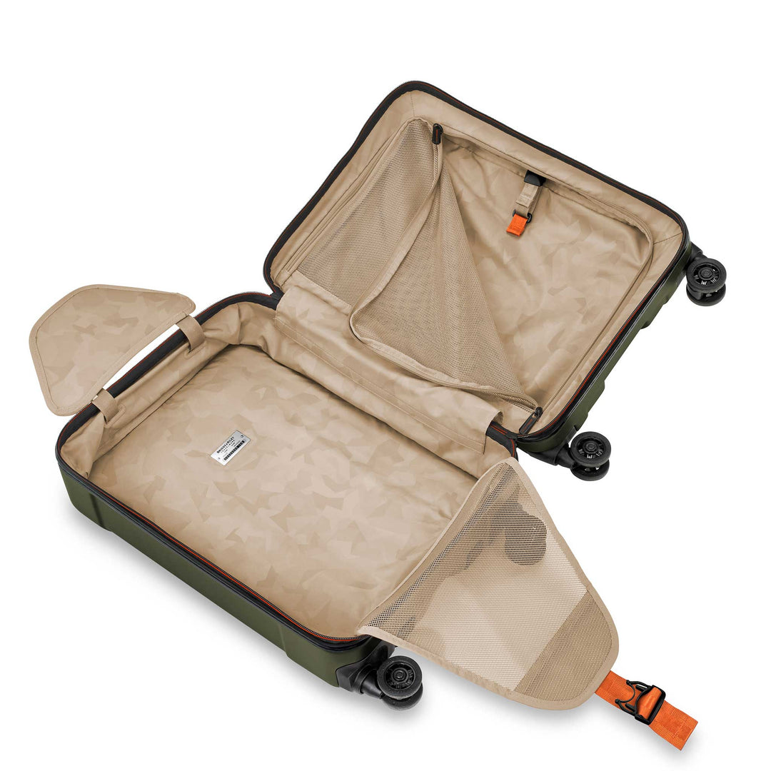 Beige interior of hardside torq luggage carry on