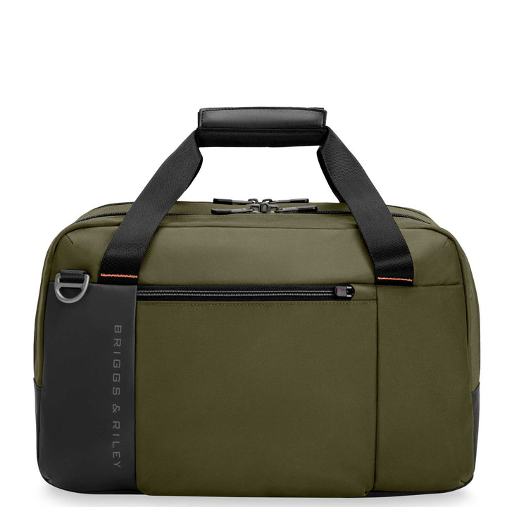 olive green carry on bag with top carry handle