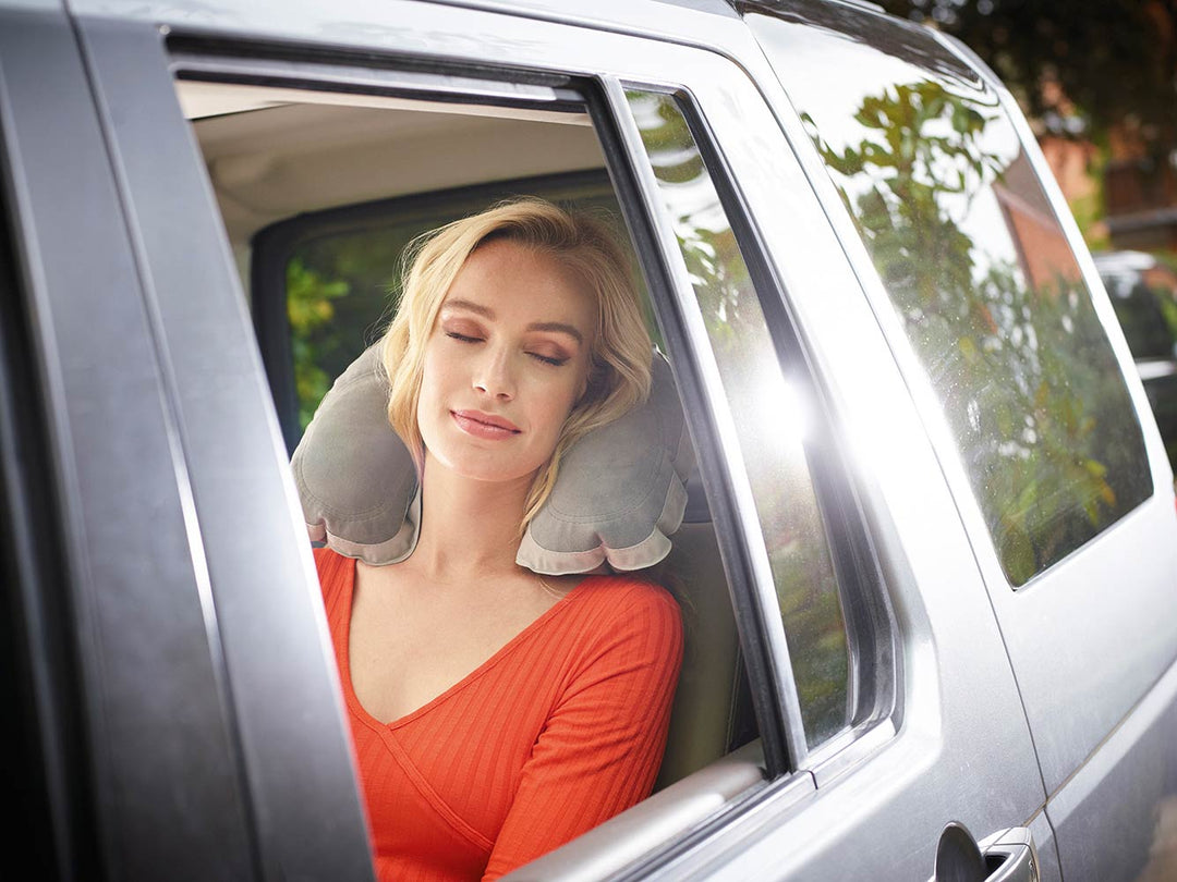 Super Snoozer Inflatable Neck Pillow In Car