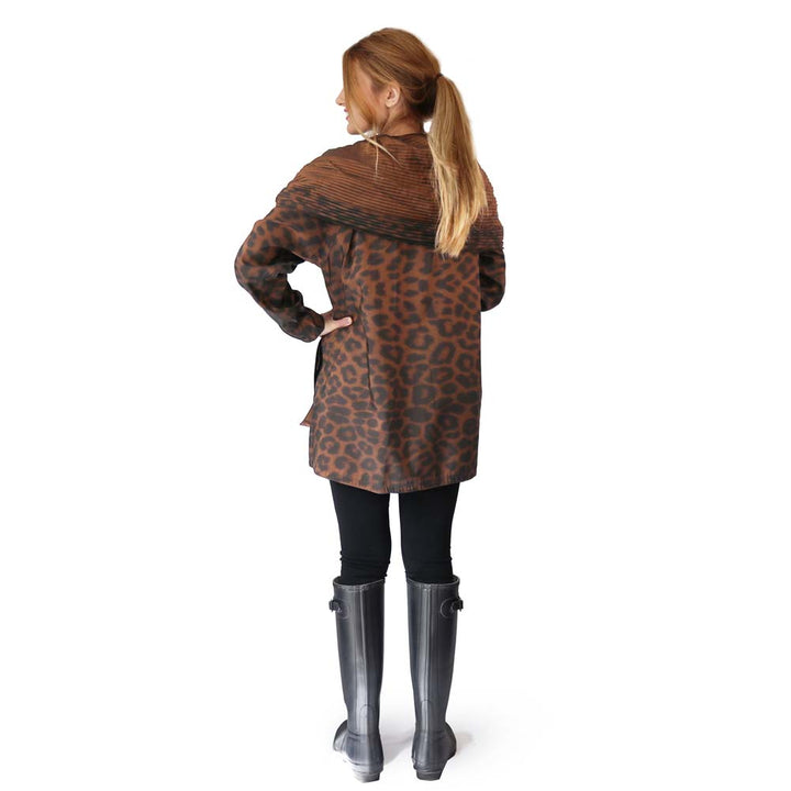 Mycra Pac Mini Leopard Print Raincoat Oversize Collar Back View