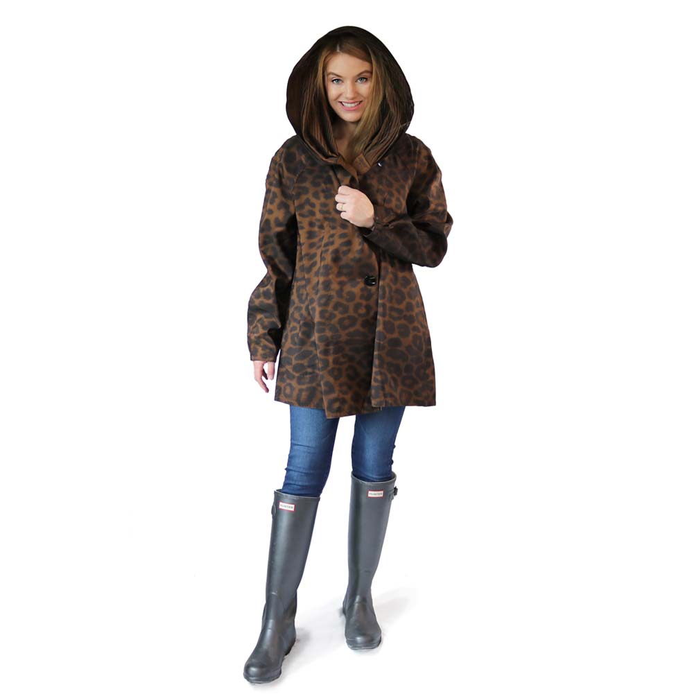 Mycra Pac Mini Leopard Print Raincoat Hood Up