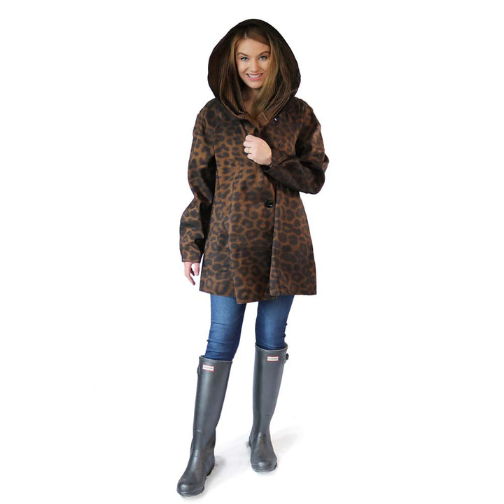 Mycra Pac Mini Leopard Print Raincoat Hood Up