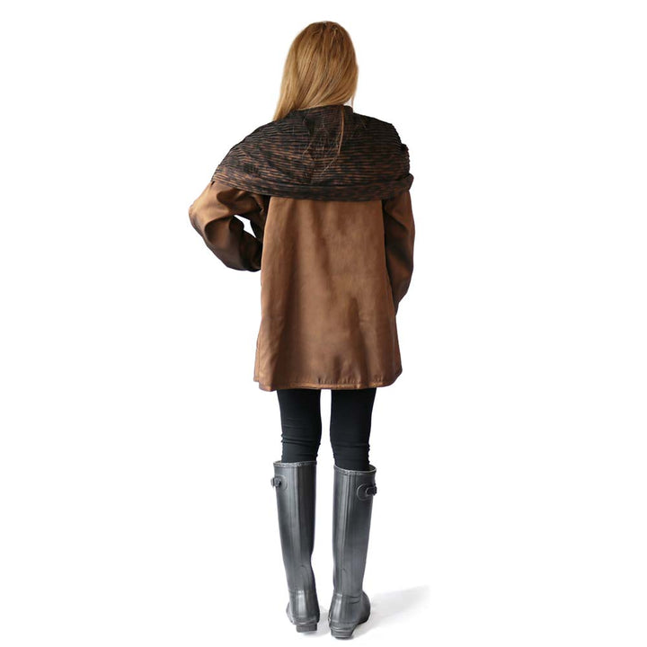Mycra Mini Leopard Print Raincoat Reversed Back View