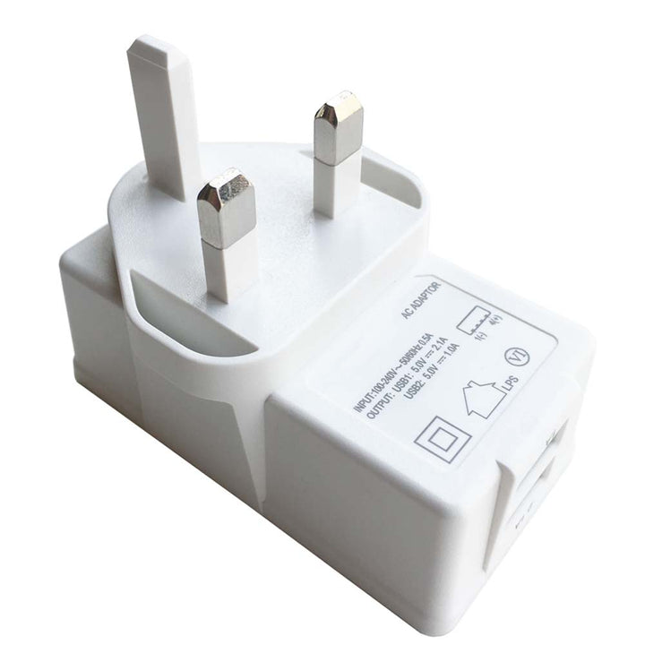 uk adapter with two usb charging ports