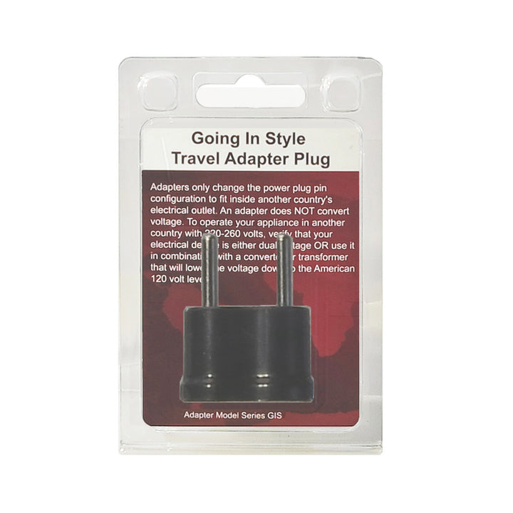 Packaging of Going In Style adapter plug europe