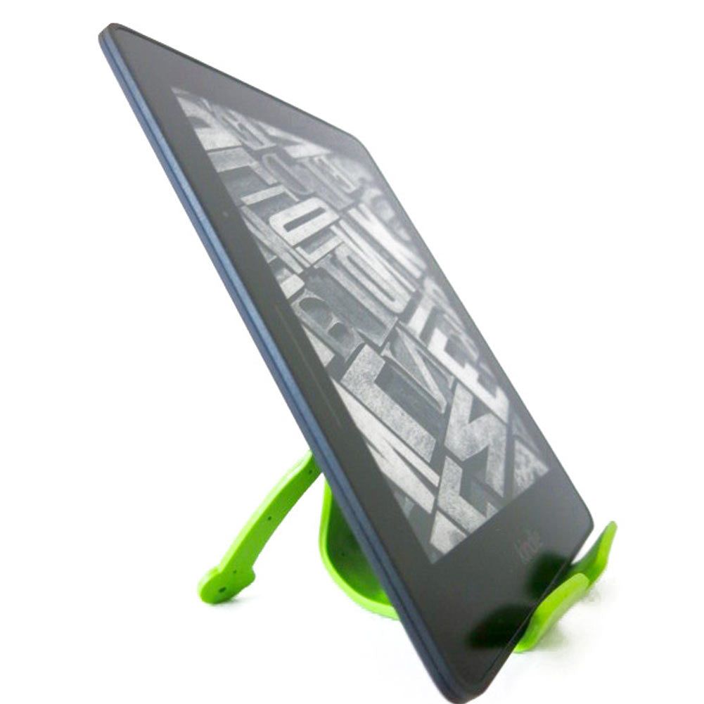 Green BendyMan Holding Kindle E-Reader