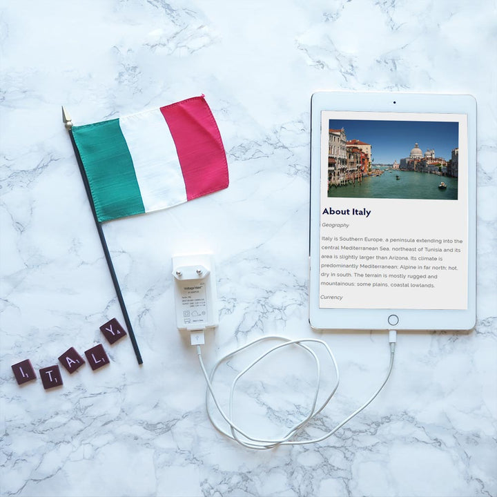 Italy Dual USB Adapter Plug Travel Flatlay