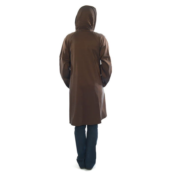 Mycra Pac Back View of Short Bronze Coat