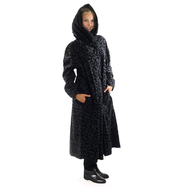 Mycra Pac Velvety Scroll Design Rain Gear with Hood
