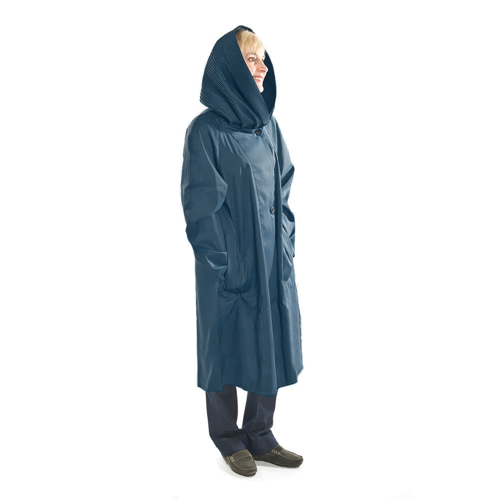 Oversize Hood Teal Colored Raincoat