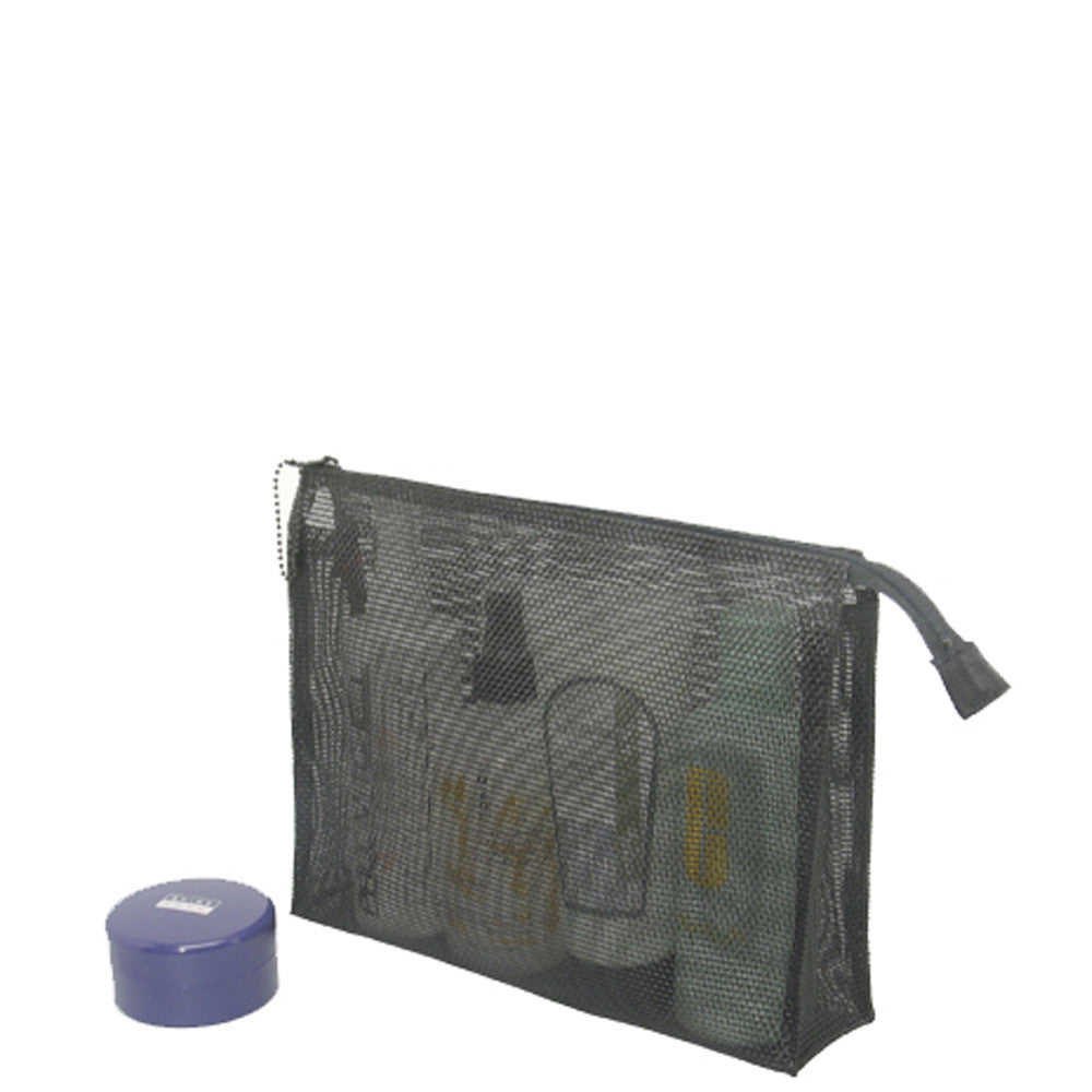 fashion makeup cosmetic travel bag Mesh Gusset Travel Cosmetic Bag 8 X 10" Walker – Going In Style