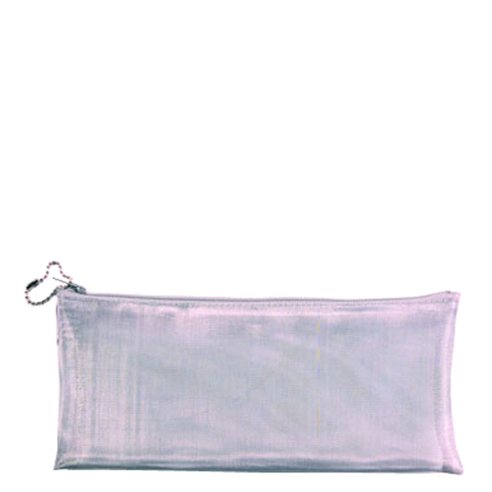 Silver Cosmetic Travel Bag 4 x 9" Eyeliner, lip pencil