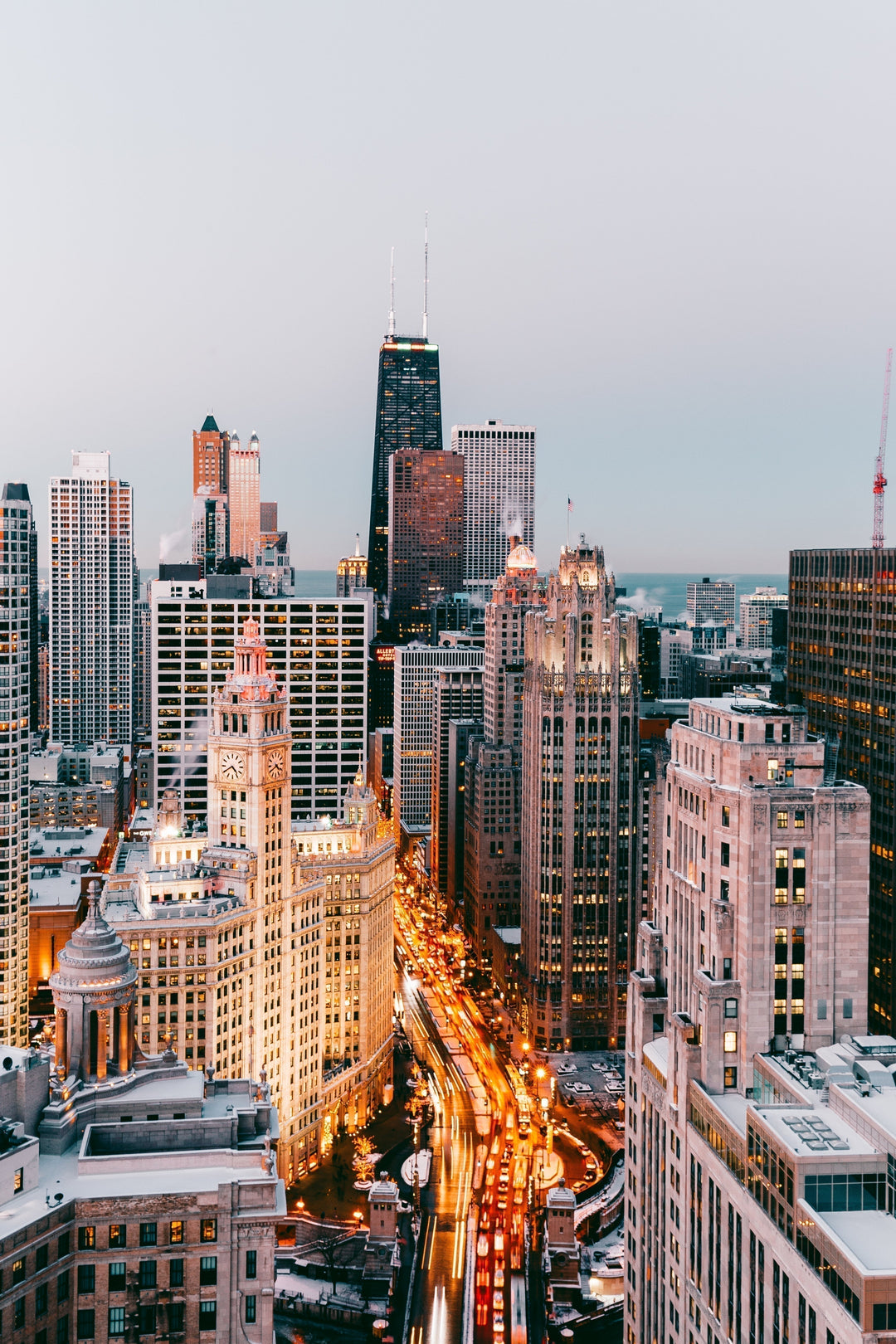 Chicago skyline at dusk