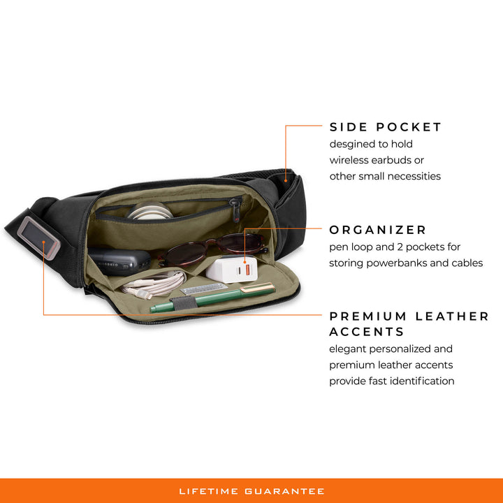 HTA Sling bag features organizer with 2 pockets for storing power banks and cables