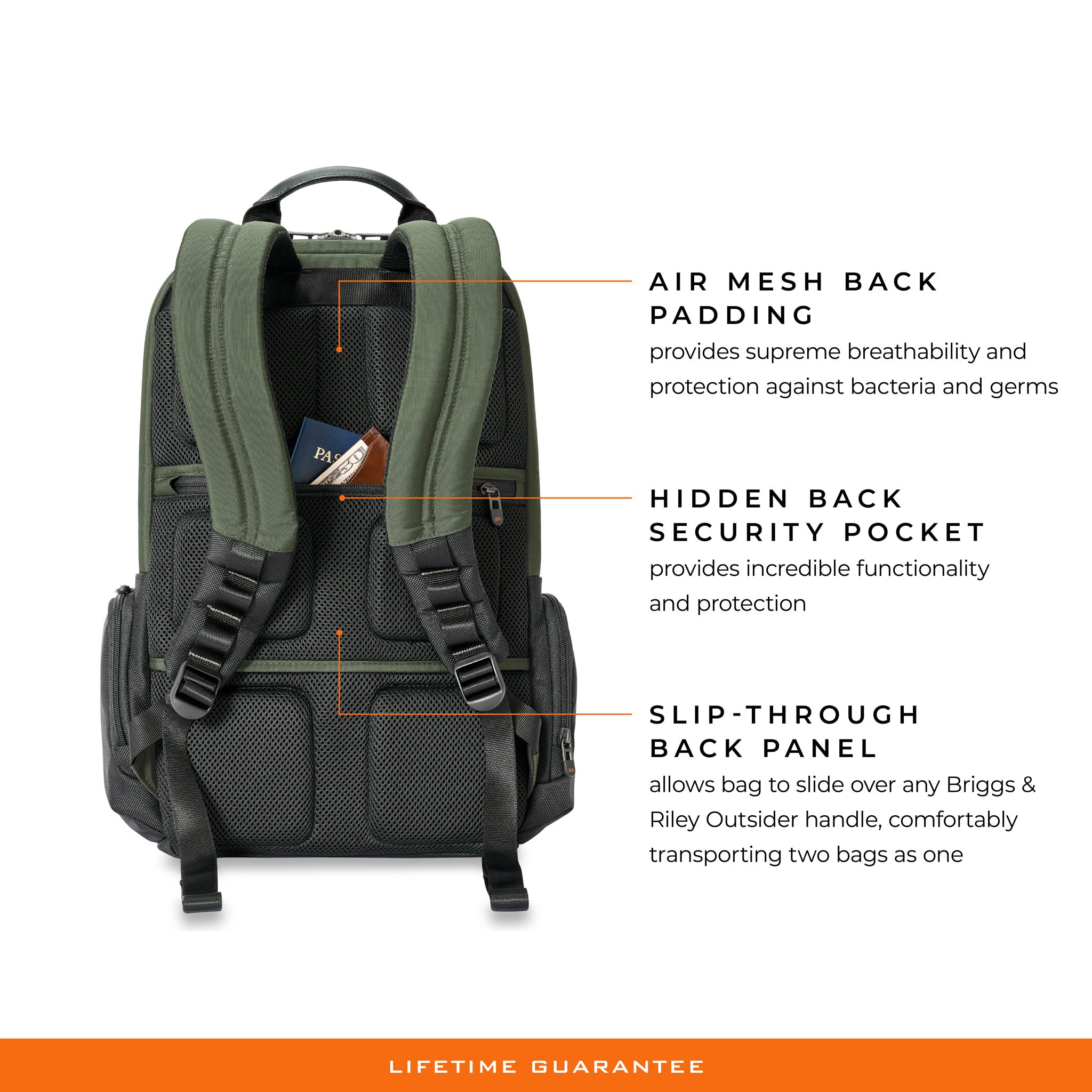 Briggs ＆ Riley Hta, フォレスト, Slim Expandable Backpack, Hta 並行輸入品 Briggs \u0026 Riley HTA AK136-23 Large Cargo Backpack - Forest \u2014 Bag and Baggage