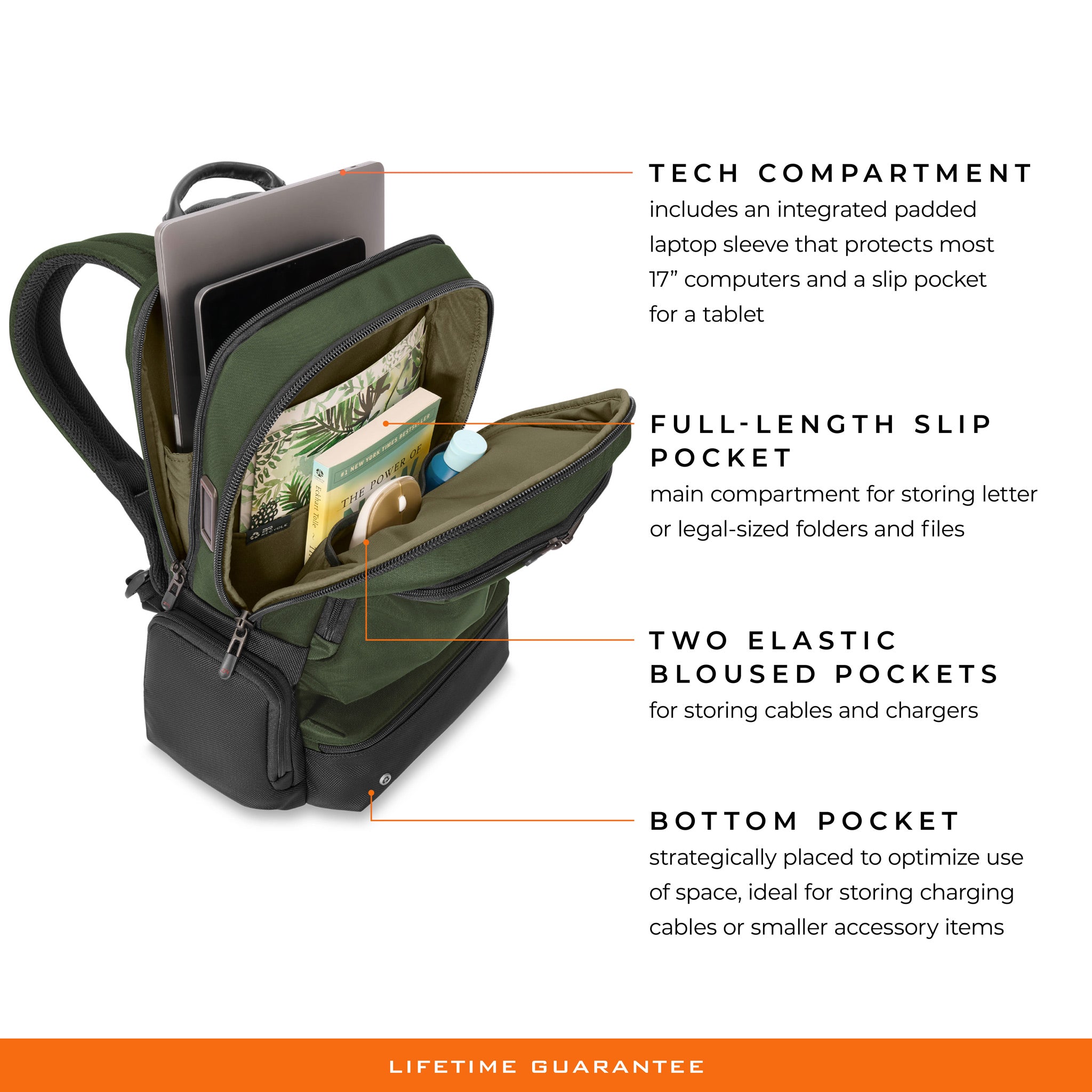 Briggs ＆ Riley Hta, フォレスト, Slim Expandable Backpack, Hta 並行輸入品 Briggs \u0026 Riley HTA AK136-23 Large Cargo Backpack - Forest \u2014 Bag and Baggage