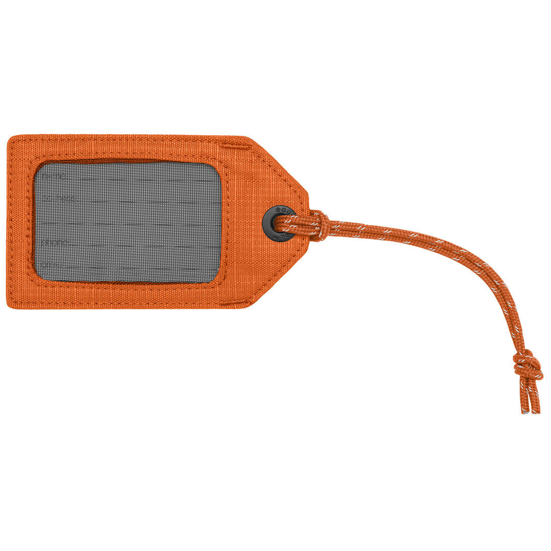 Neon orange luggage tag ID side for name address phone number