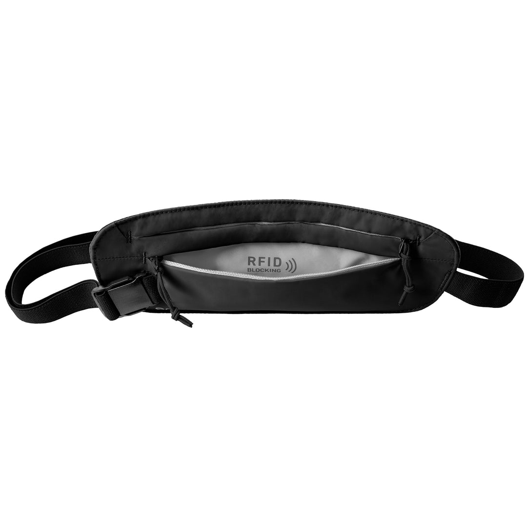 Eagle Creek Undercover RFID Money Belt Black with grey lining showing rfid protection