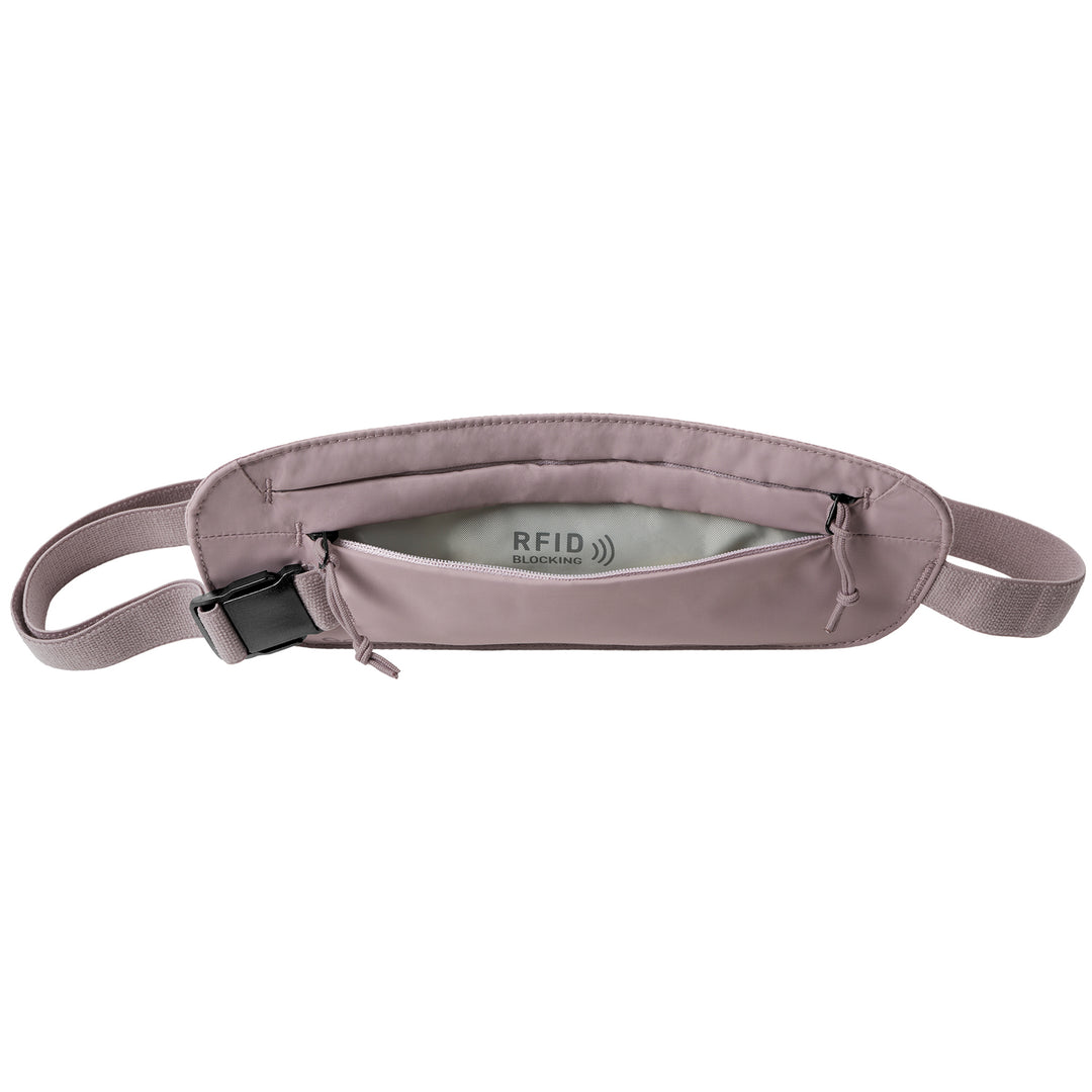 Orchid with grey lining showing RFID protection Eagle Creek Undercover RFID Money Belt