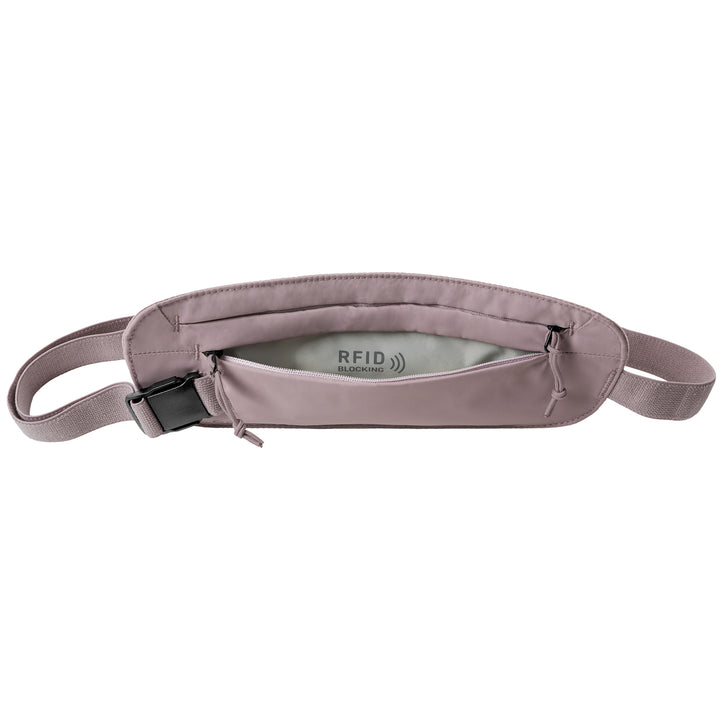 Orchid with grey lining showing RFID protection Eagle Creek Undercover RFID Money Belt