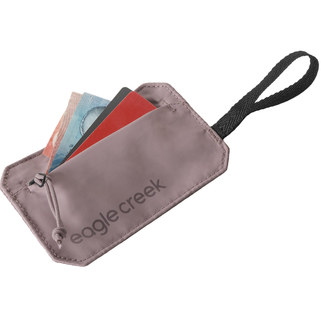 Eagle Creek Undercover RFID Hidden Pocket pink color with cash inside