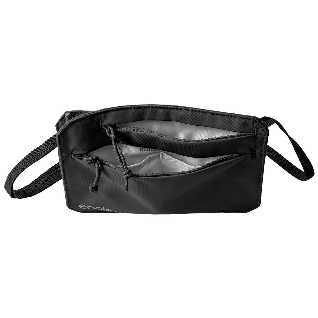 Eagle Creek Undercover RFID Neck Wallet inside view of black with grey lining