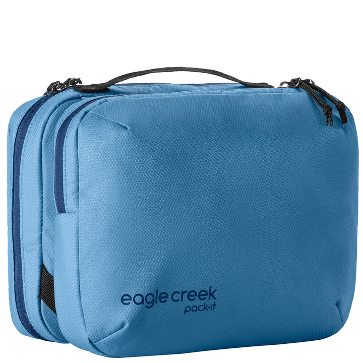 Trifold Toiletry Kit view of zipper in color light blue