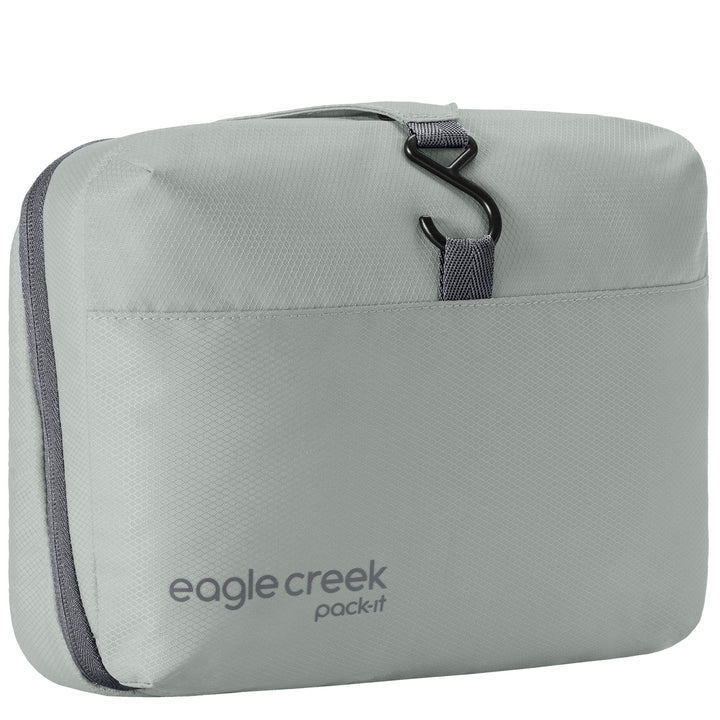 Eagle Creek Pack-It® Hanging Toiletry Kit side view with zipper in hook color storm grey