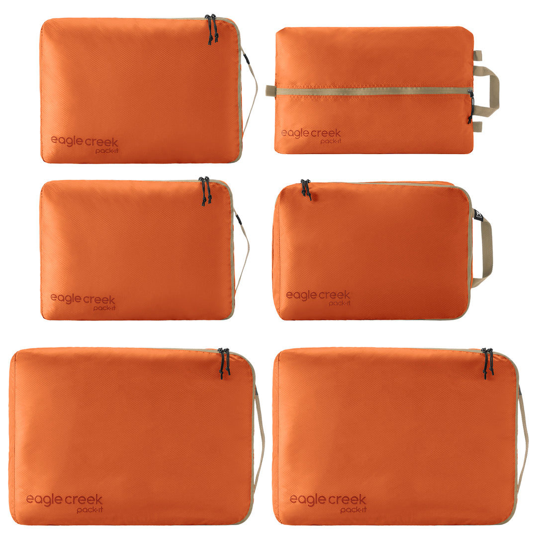 Pack-It® Isolate Extended Stay Set in Bright Mandarin Orange with 6 packing cubes