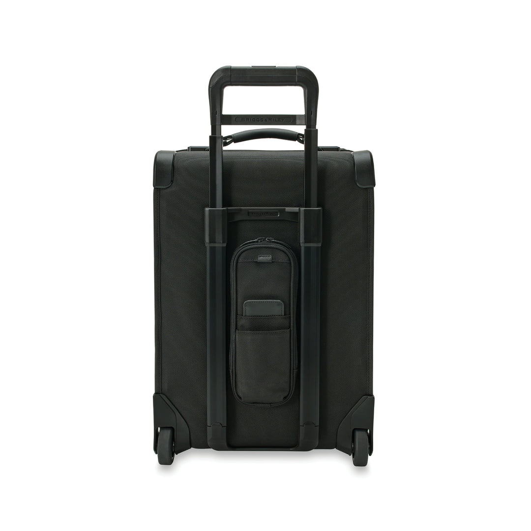 Back of Global 2 wheel carry on duffle bag 