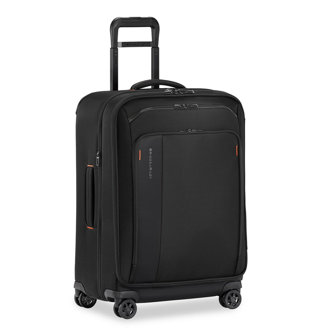 Briggs & Riley ZDX Medium Expandable Spinner in color black with contrast orange stitching