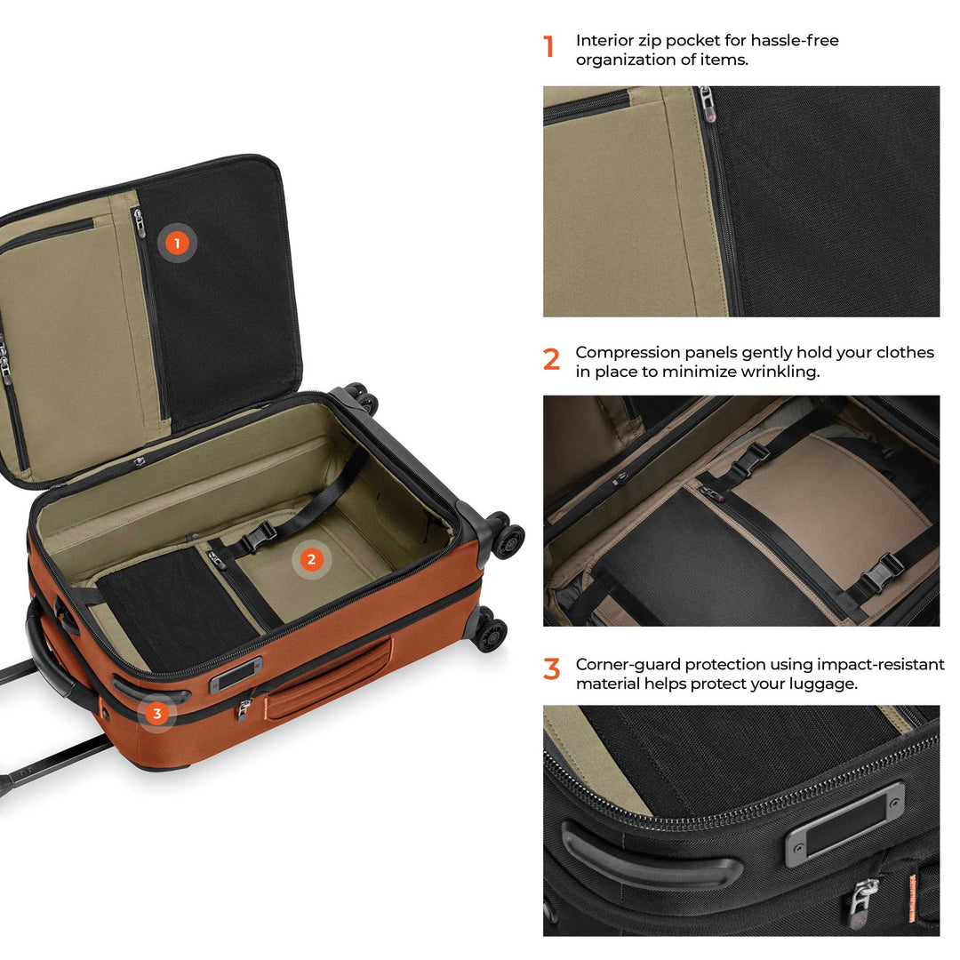 Interior Features Compression panels Briggs & Riley ZDX Global 21" Carry On Expandable Spinner