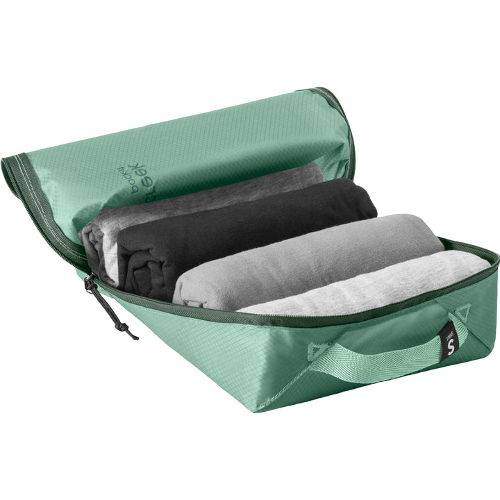 small size Eagle Creek Pack-It® Starter Packing Cube Set willow green cubed paced with t shirts