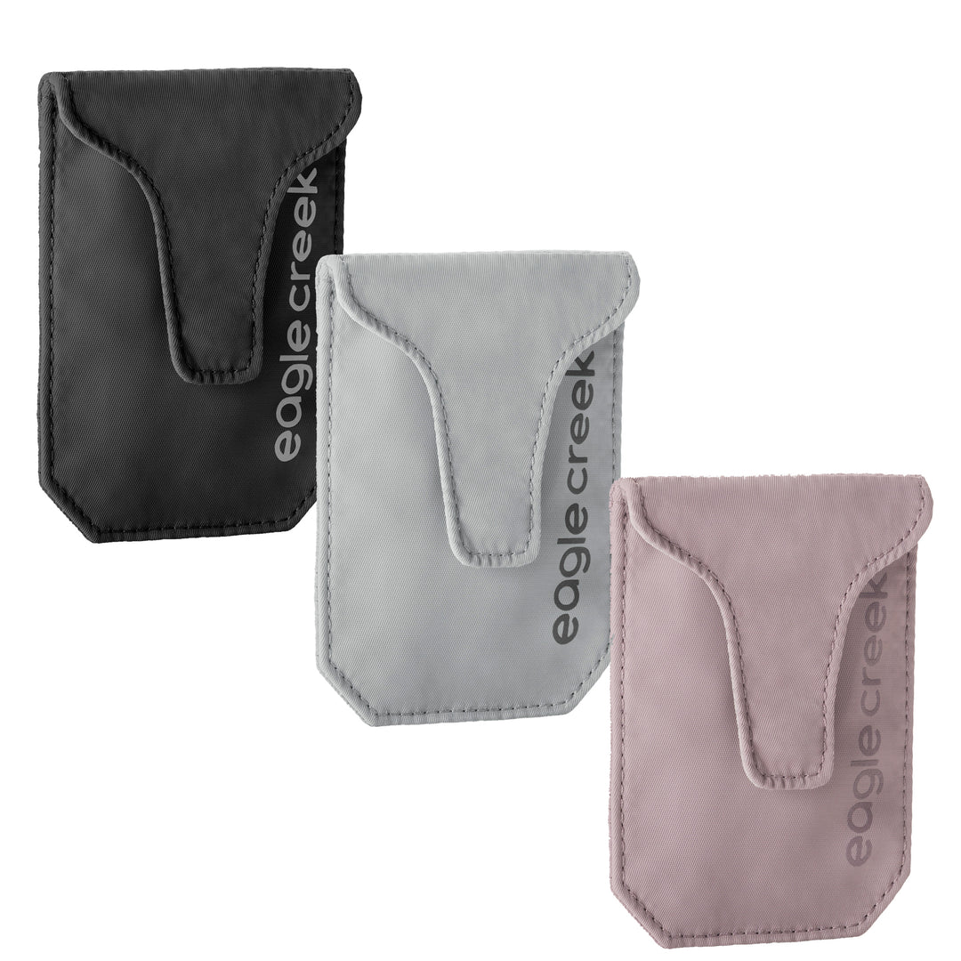 Eagle Creek Undercover RFID Bra Pouch Shown in colors black grey and orchid