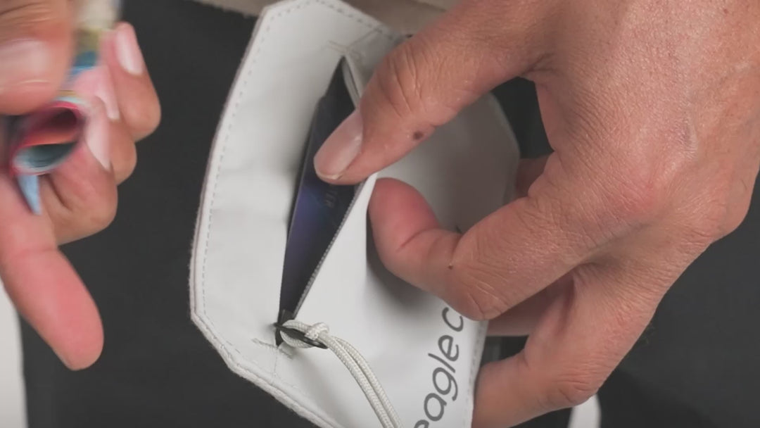 Demo Video Eagle Creek Undercover RFID Hidden Pocket Man puts money into wallet