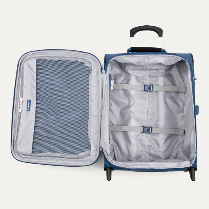 TravelPro Maxlite® 5 International Carry On Rollaboard Open to show interior with grey lining and straps