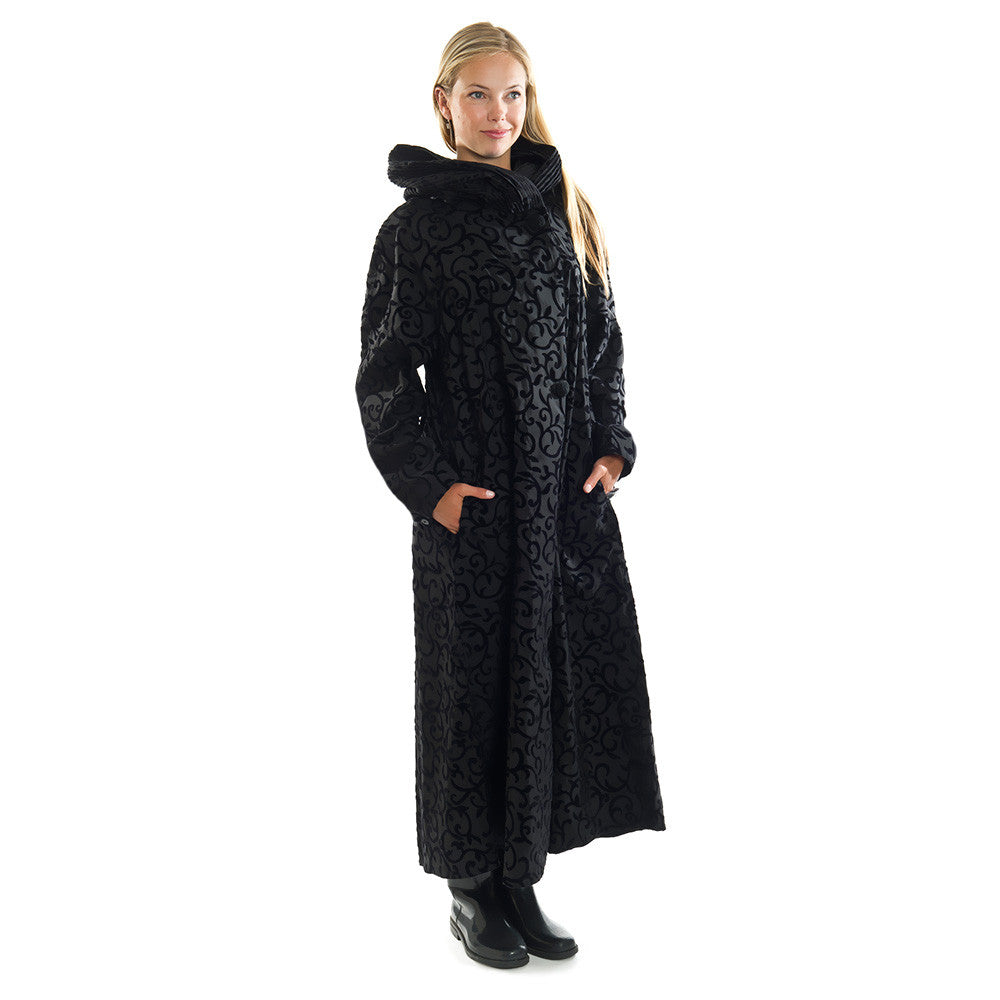 Long Scroll Black Donatella Rain Coat