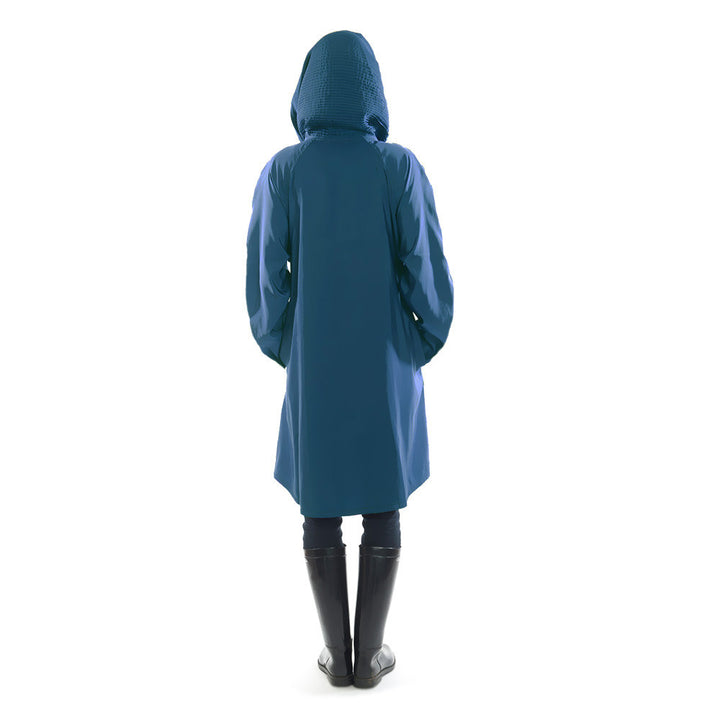 Mycra Pac Sapphire Short Donatella Raincoat with Oversize Hood