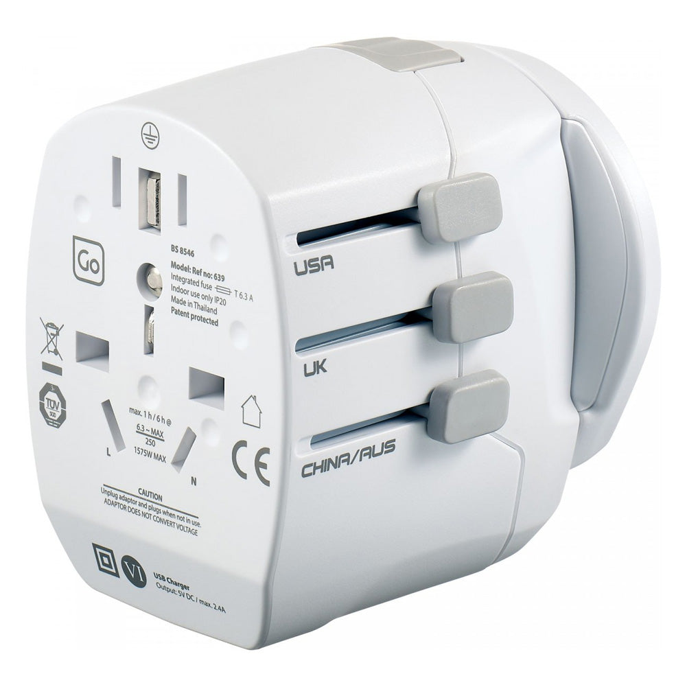 worldwide adapter has sliding buttons